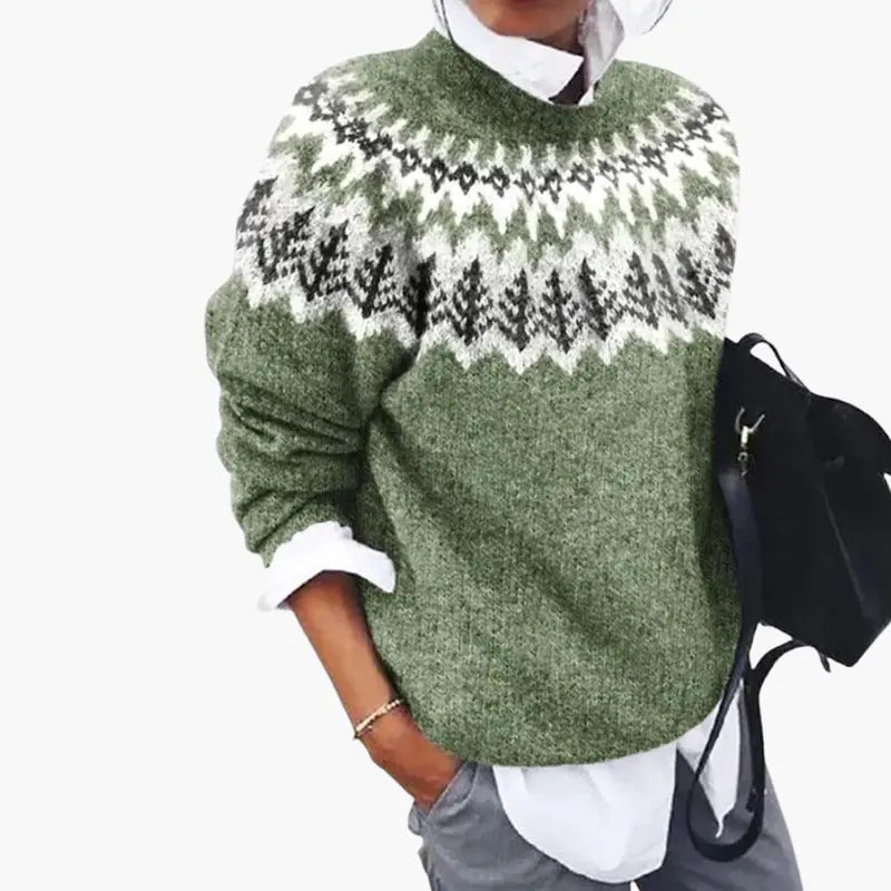 Women's Round-Neck Ribbed-Knit Casual Sweater