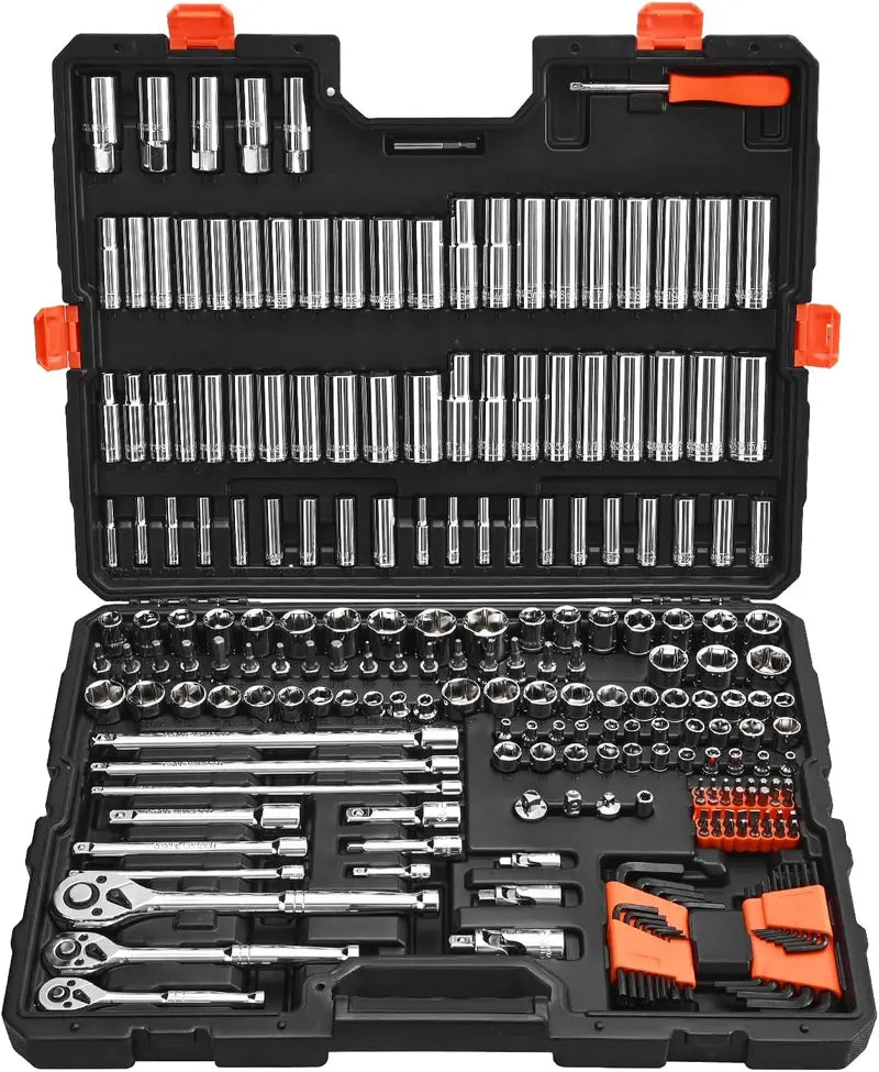 VEVOR Professional Mechanics Tool Set â€?Metric & Standard Socket Kit with Deep and Regular Sockets