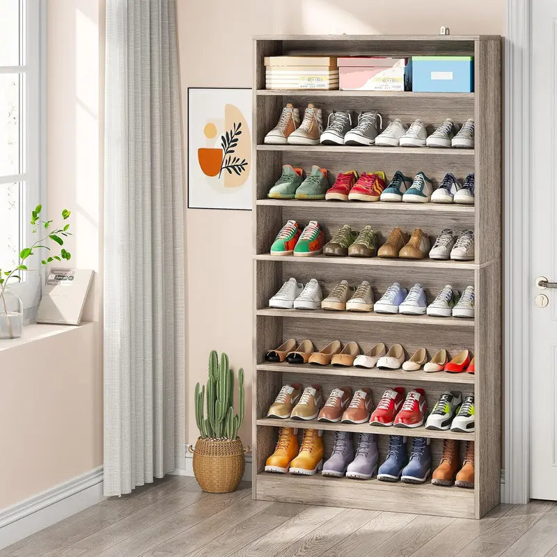 Tribesigns Heavy-Duty Freestanding Shoe Cabinet â€?9-Tier Wood Storage for Up to 45 Pairs