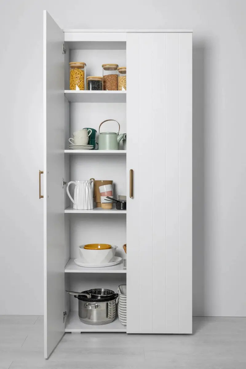 Stockholm Universal Storage Cupboard with VJ Paneling and Deco Gold Handles