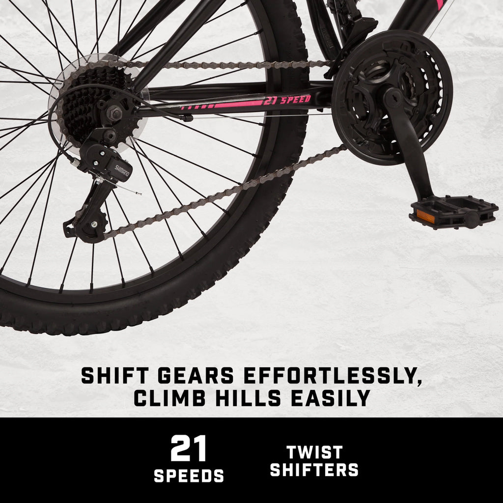 Mongoose 24 - In. Excursion Unisex Mountain Bike, Black, 21 Speeds