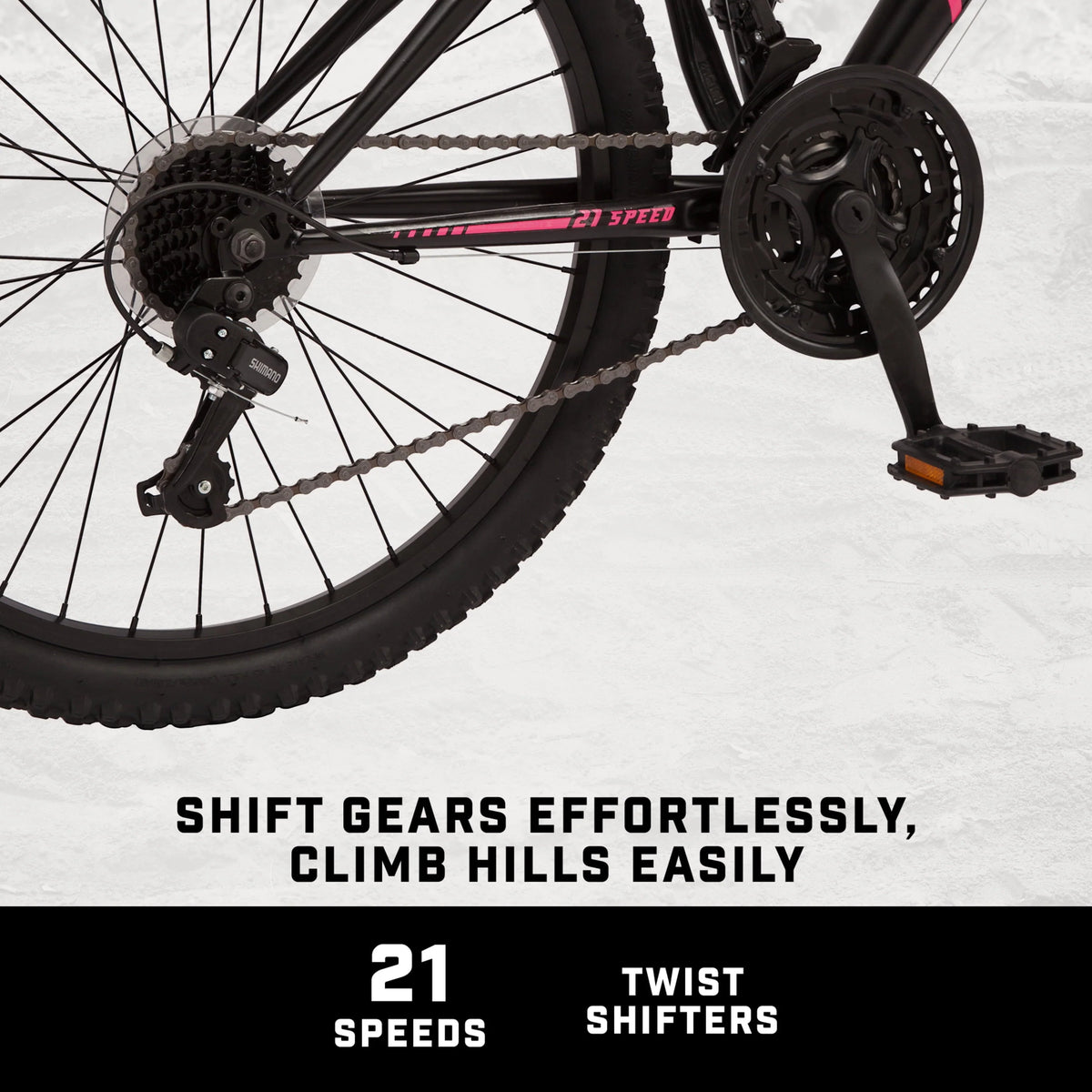 Mongoose 24 - In. Excursion Unisex Mountain Bike, Black, 21 Speeds