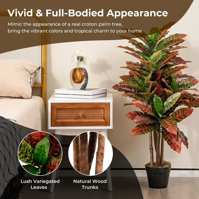 Tropical Artificial Croton Palm Tree â€?UV-Resistant Outdoor or Indoor Use