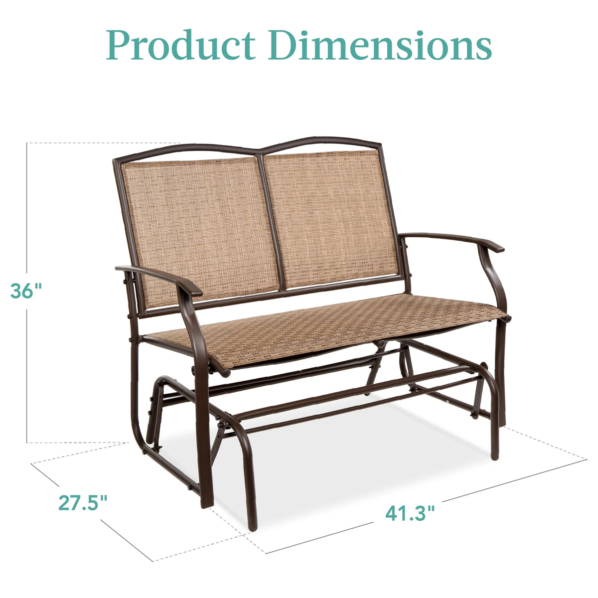 Best Choice Products 2 - Person Outdoor Swing Glider, Steel Patio Loveseat, Bench Rocker W/ Armrests - Gray