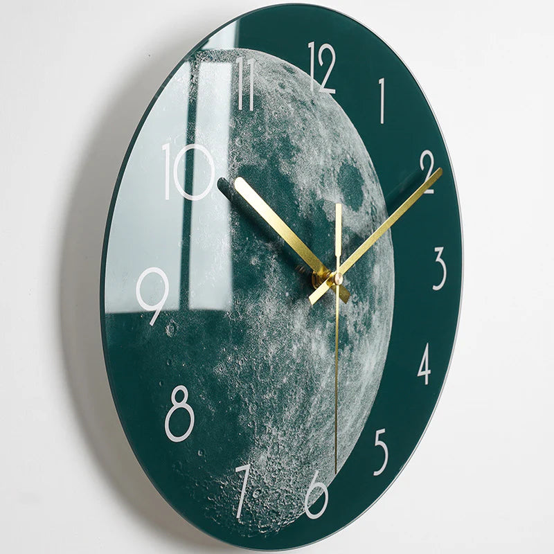 Modern Silent Quartz Wall Clock – Glass Style Living Room Decor (Battery Powered)