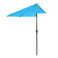 Summertime Umbrellas 3 Half Outdoor Patio Shade - 9' Patio Umbrella with Easy Crank Pure Garden Canopy Color: Brilliant Blue