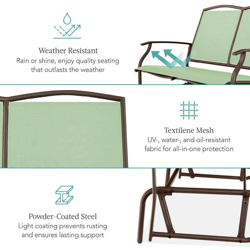 Best Choice Products 2 - Person Outdoor Swing Glider, Steel Patio Loveseat, Bench Rocker W/ Armrests - Gray