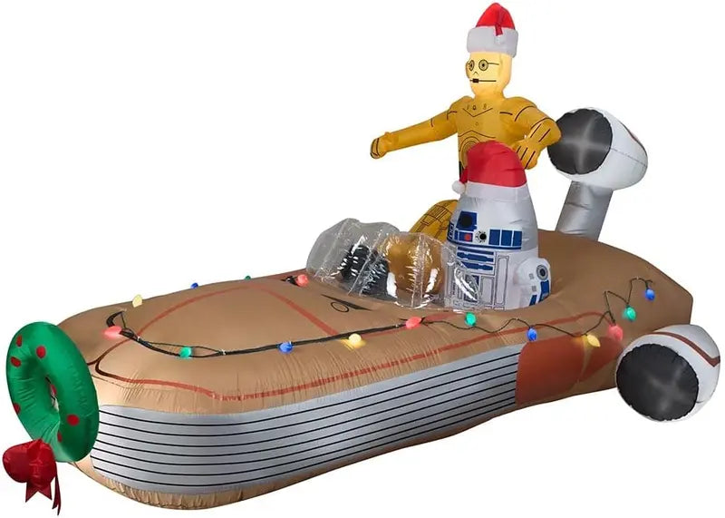 Star Wars Inflatable Yard Display â€?11â€?C-3PO & R2-D2 Land Speeder Scene with Festive Lighting