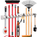 2 Pack IMILLET Mop and Broom Holder, Wall Mounted Organizer-Mop and Broom Storage Tool Rack with 5 Ball Slots and 6 Hooks (Gray)