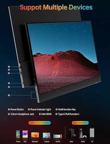 VILVA Portable-Monitor-for-Laptop   15.6  1080P FHD IPS Display USB-C HDMI Portable Monitor