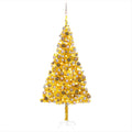 vidaXL Artificial Christmas Tree with LEDs&Ball Set Gold 82.7" Pet