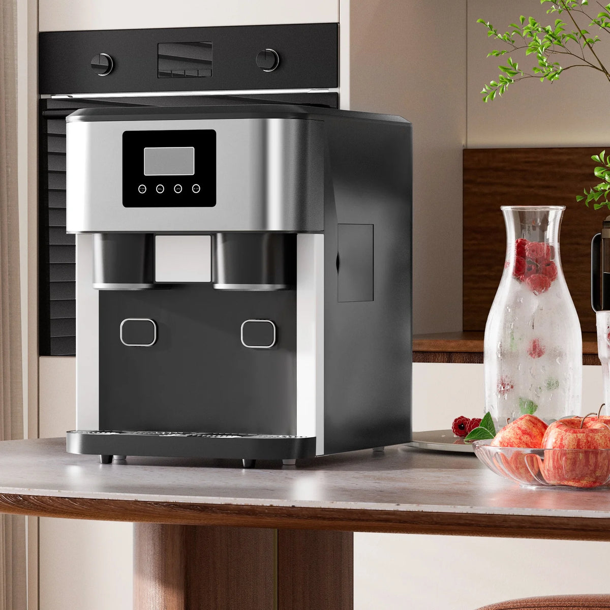 TABU 3 in 1 Ice Maker with Water Dispenser, 40 lb/24H, Ice Machine with Ice Crushing, Self Cleaning, Black