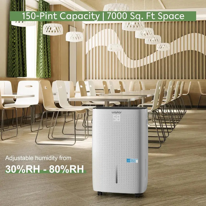 Waykar 2,000 Sq. Ft. Dehumidifier â€?Auto/Manual Drain Options, 0.66-Gallon Tank, Compact Design for Home & Basement Use