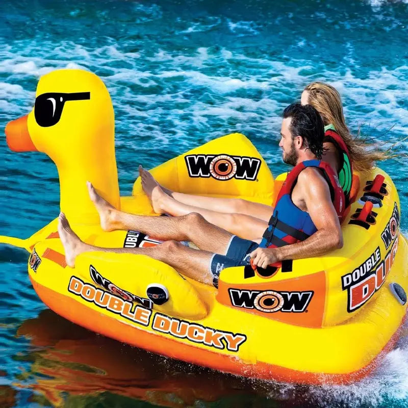 WOW Sports Double Ducky 2-Person Towable Tube â€?340-Lb Capacity, Heavy-Duty PVC, Dual Tow Points