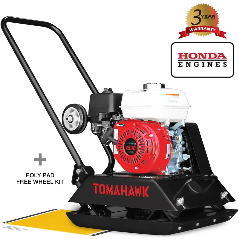 Tomahawk Power Gas Plate Compactor â€?5.5 HP, 3000 lbs/ft Force, 63cc Engine, 17×13â€?Plate