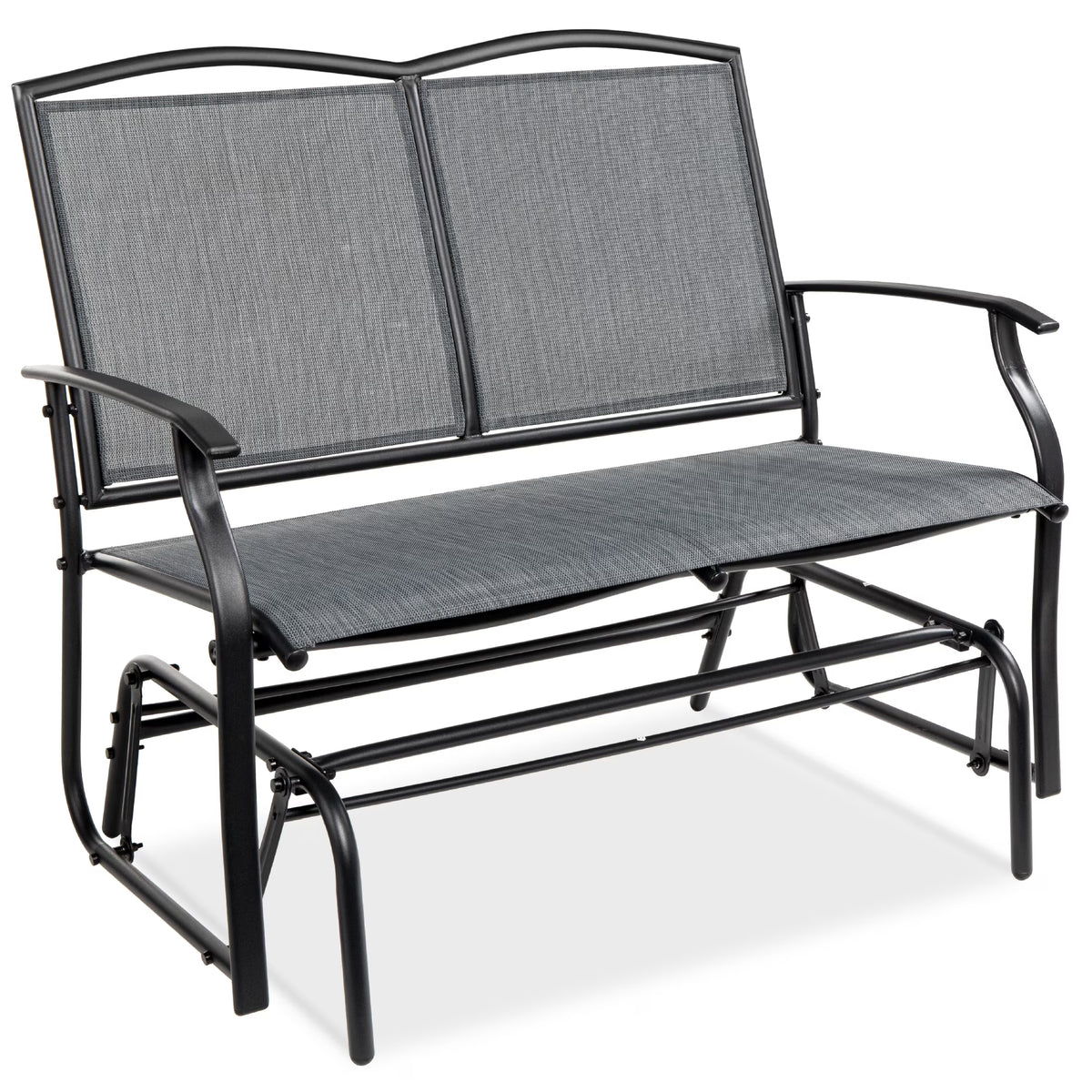 Best Choice Products 2 - Person Outdoor Swing Glider, Steel Patio Loveseat, Bench Rocker W/ Armrests - Gray