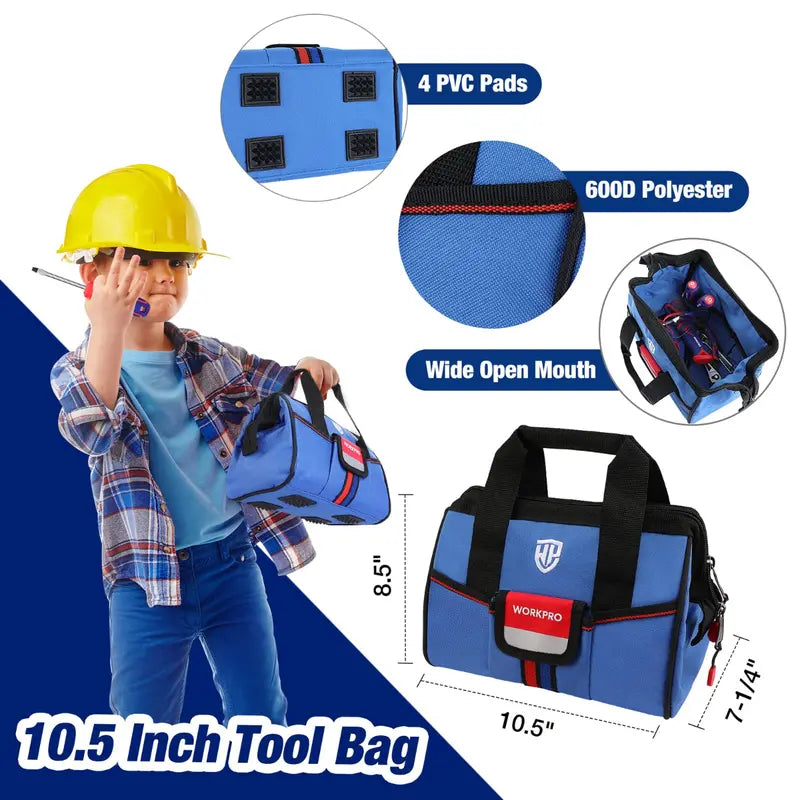 WORKPRO Kids' Junior Tool Set â€?9-Piece with Pink/Blue Bag â€?Pink Ribbon Edition