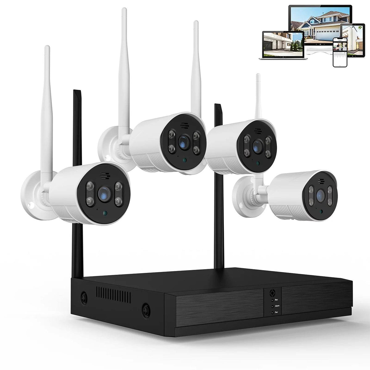 Topvision JQ6026HEC Security Camera System Wireless, 8CH 3MP NVR Home Security System, 4pcs 1080p WiFi IP Security Surveillance Cameras with Full