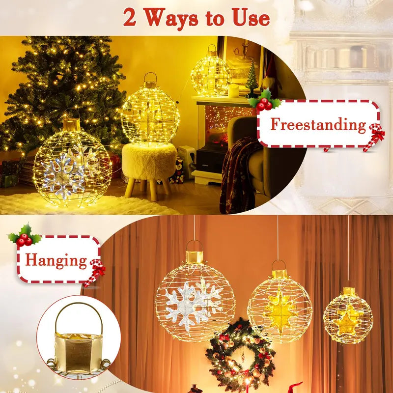 Three Pre-Lit Hanging or Ground Lantern Balls â€?732 Bright LEDs, Includes Zip Ties and Stakes