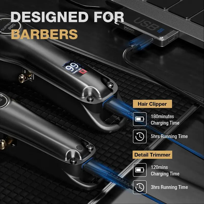 SUPRENT PRO Cordless Hair Clipper Set for Men â€?Precision Cutting System