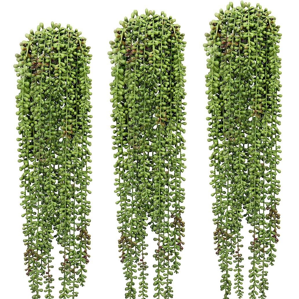 3 Pcs String of Pearls Plant Artificial Hanging Succulents Plants for Home Garden Decor (pots Not Included)