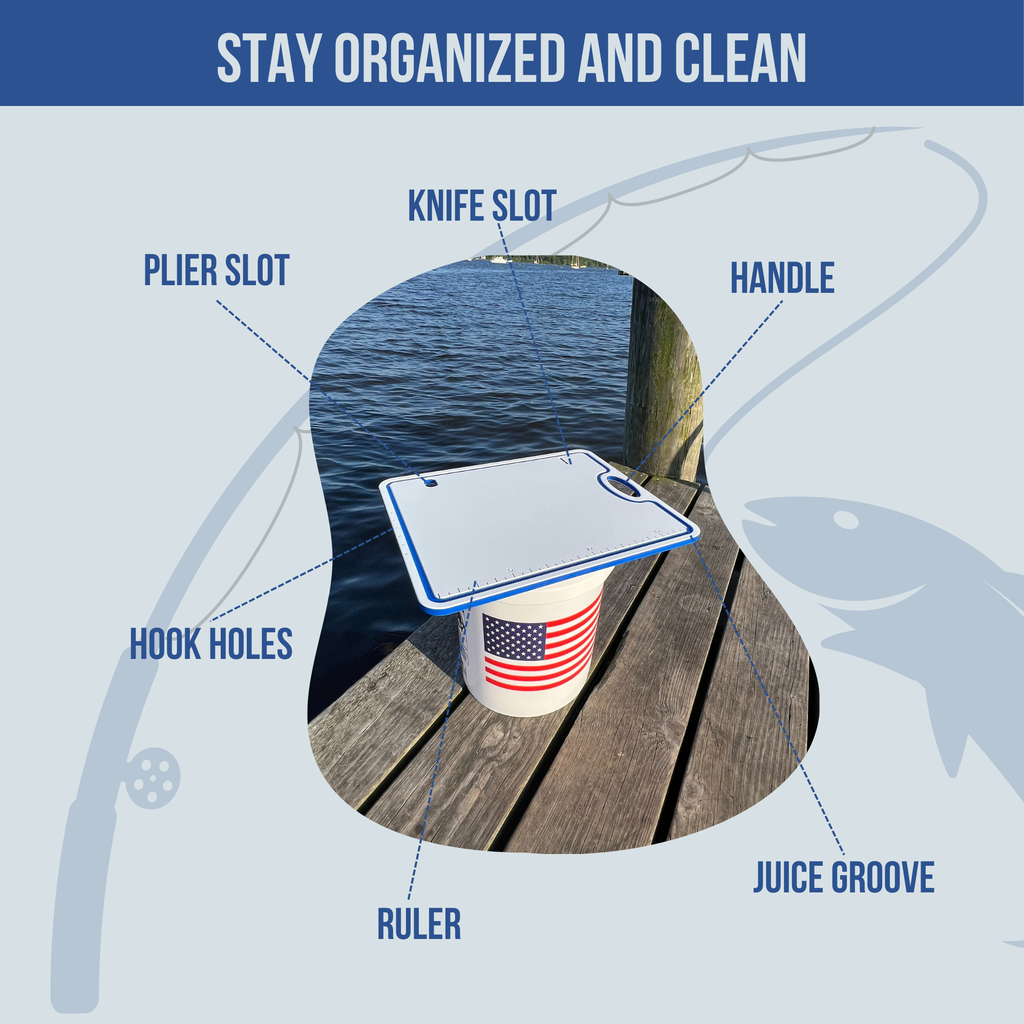 Made in the USA | Premium Bucket or Cooler Fishing Bait Fillet Cutting Board