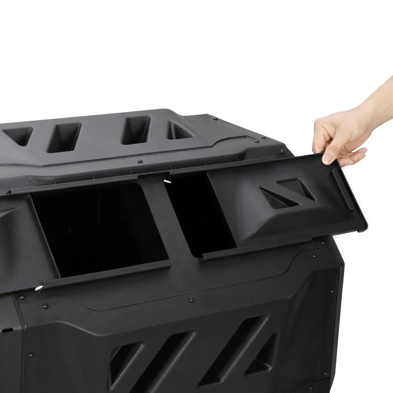 ZenSports 43Gal Outdoor Compost Tumbler Bin â€?Dual Chambers, Sliding Doors, Black,