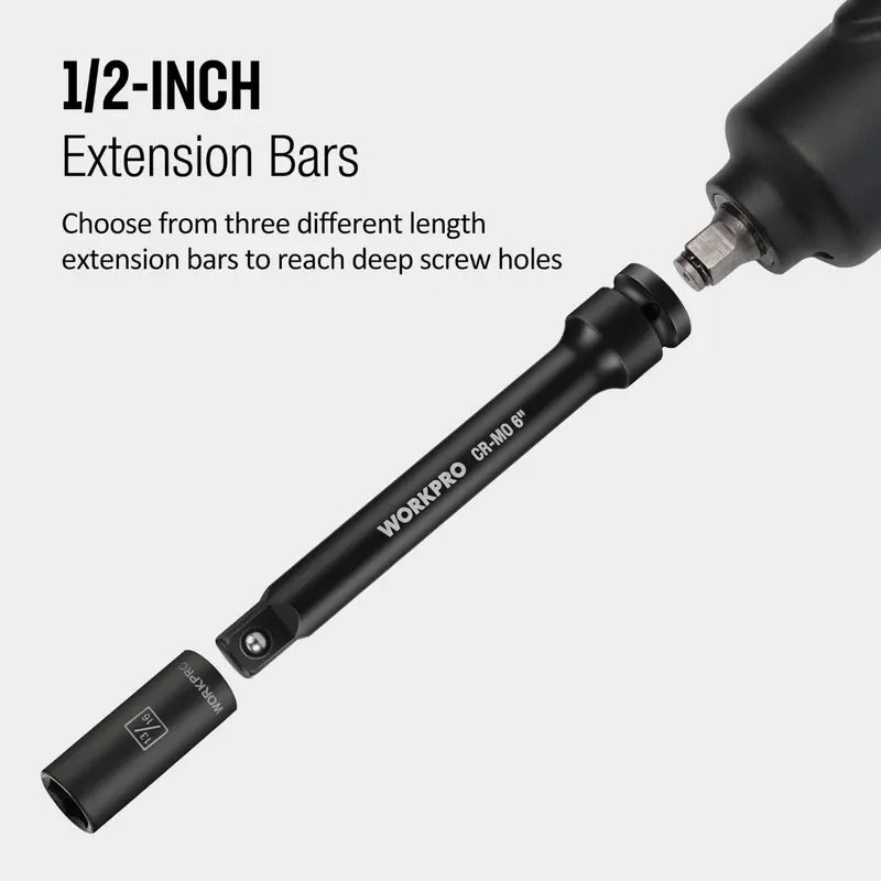 WORKPRO 3-Piece Heavy-Duty Impact Extension Bar Set: 3â€? 6â€? and 8â€?(1/2â€?Drive)