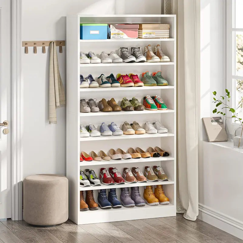 Tribesigns Heavy-Duty Freestanding Shoe Cabinet â€?9-Tier Wood Storage for Up to 45 Pairs