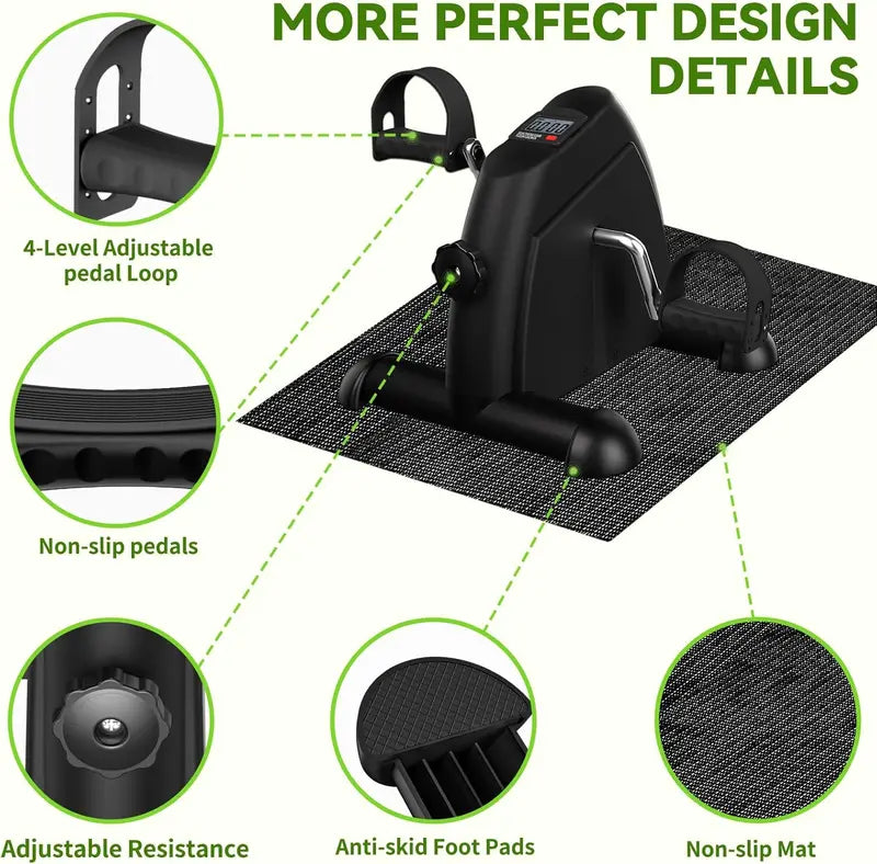 Under-Desk Pedal Exerciser â€?LCD Monitor, Quiet Foot & Arm Cycling Machine with Non-Slip Base