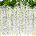 40 Branches Wisteria Hanging Flowers JACKYLED 6 Feet Artificial White Wisteria Vine Silk Wisteria Flowers Garland for Wedding Arch Party Garden Home