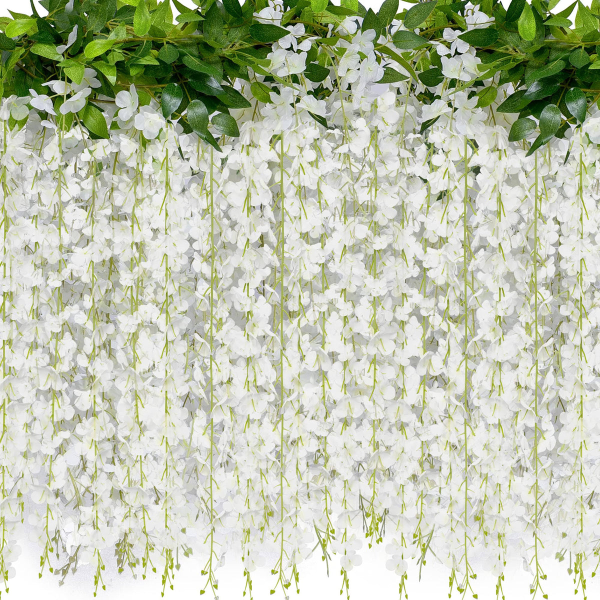 40 Branches Wisteria Hanging Flowers JACKYLED 6 Feet Artificial White Wisteria Vine Silk Wisteria Flowers Garland for Wedding Arch Party Garden Home