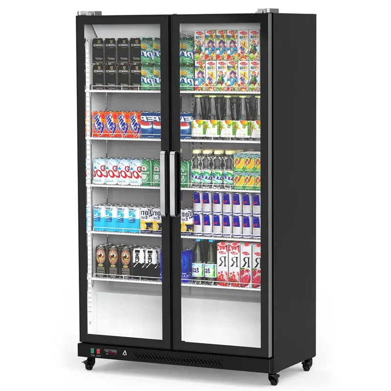 Upright Glass-Door Beverage Cooler â€?39 cu. ft. Commercial Refrigerator with LED Lighting