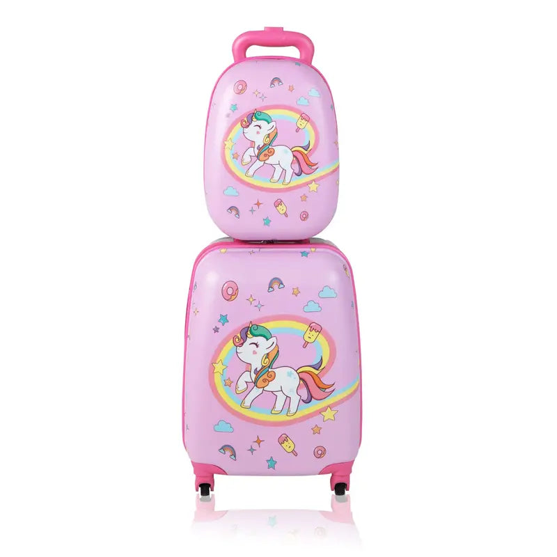 Two-Piece Kids Luggage Set: 12â€?+ 16â€?Lightweight Spinner Suitcases