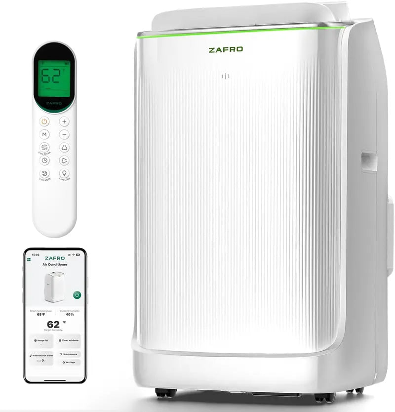 ZAFRO 8,000 BTU Portable AC Unit â€?4-Mode Energy-Efficient Cooler with Remote, 24-Hour Timer, Ideal for Bedrooms & Dorms, White Design