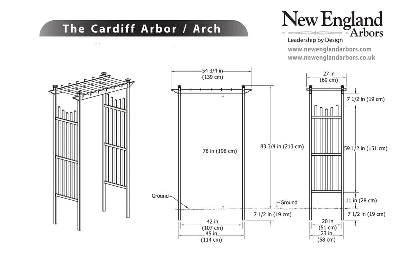 Vita 45â€?x 83.75â€?Cardiff Vinyl Arbor, White, VA78100