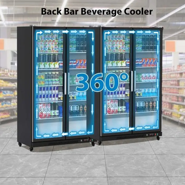 Upright Glass-Door Beverage Cooler â€?39 cu. ft. Commercial Refrigerator with LED Lighting