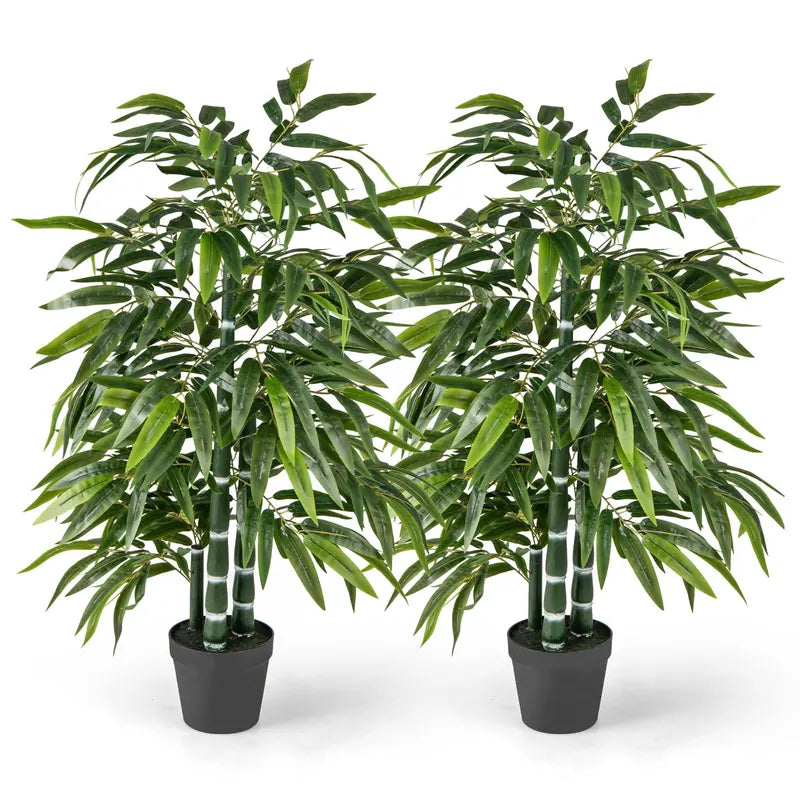 Twin 50-Inch Artificial Bamboo Trees â€?PE Trunk & Natural-Looking Faux Bamboo Plants