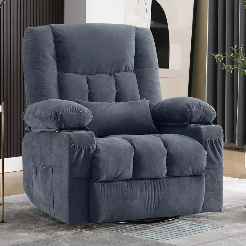 Vibrating Reclining Lounge Chair with 360° Rotation and Calorie Tracking