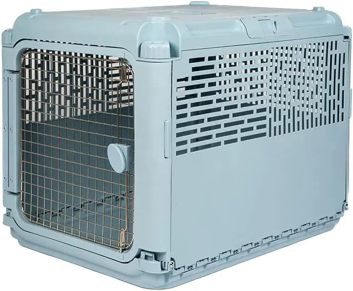 SportPet Designs Rolling Travel Dog Crate â€?Airline-Approved Plastic Kennel with Wire Door, XXX-Large Size, Gray