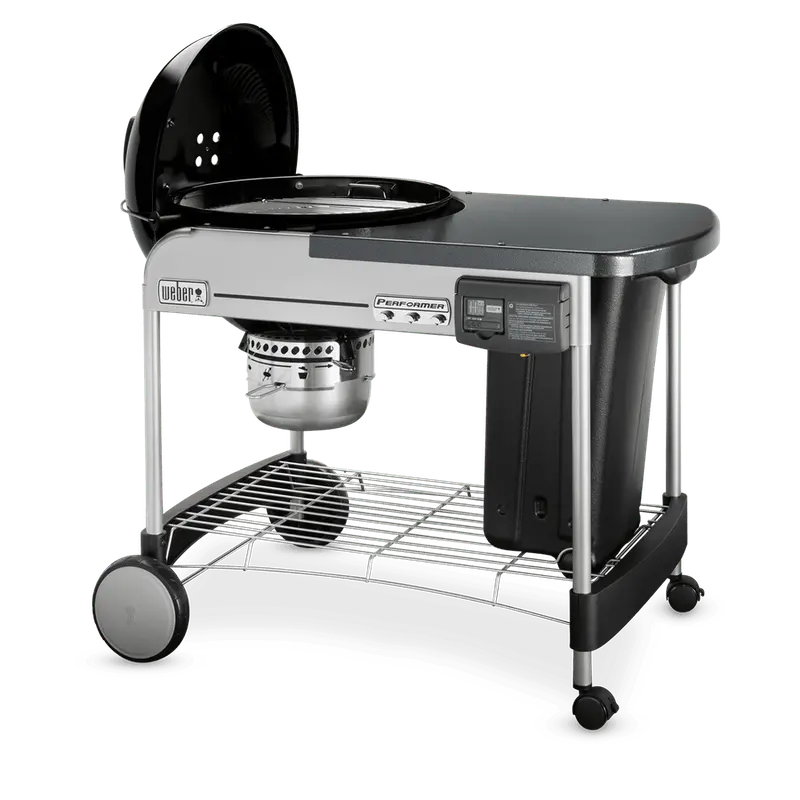Weber Performer Deluxe 22-Inch Charcoal Grill â€?Premium Black Kettle with Integrated Ash Catcher