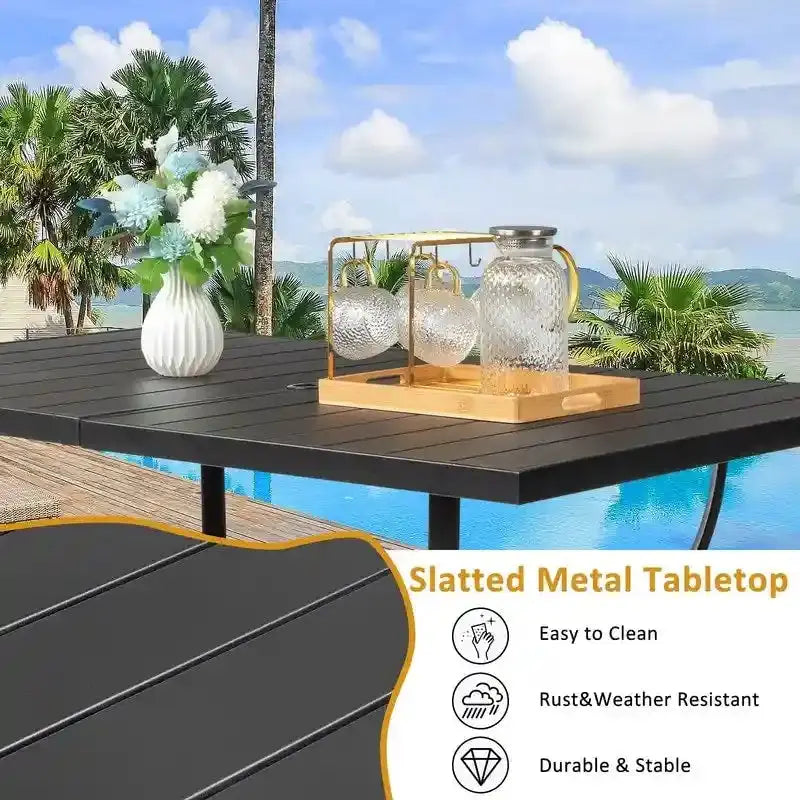 Wrought Iron Patio Dining Table â€?59â€?Rectangular Outdoor Surface