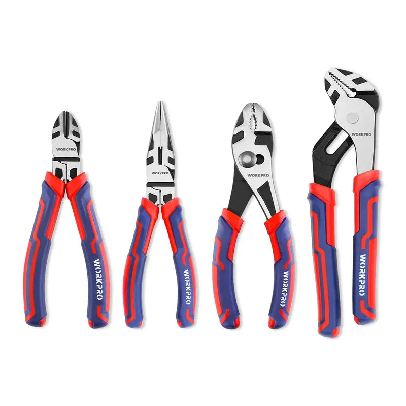 WORKPRO Premium CR-V Pliers Set â€?4-Piece Durable Construction Tool Collection