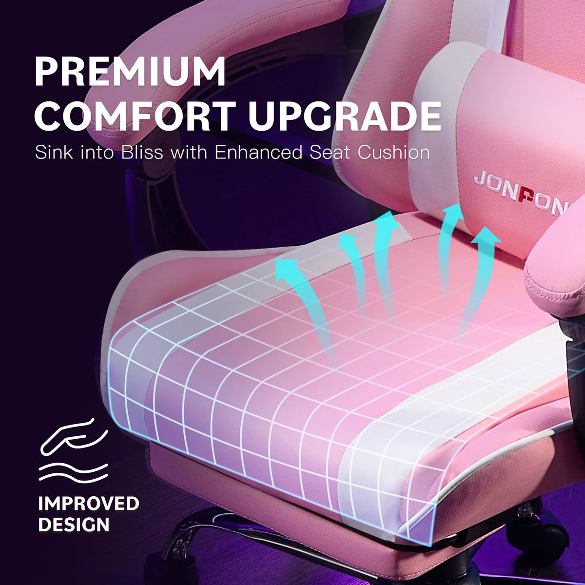 JONPONY Big and Tall Gaming Chair, Ergonomic Design, Gamer Chair PU Leather with Footrest and Lumbar Support, High Back Office Chair Support 8 Hours Long Sitting, Computer Chair, Black Grey