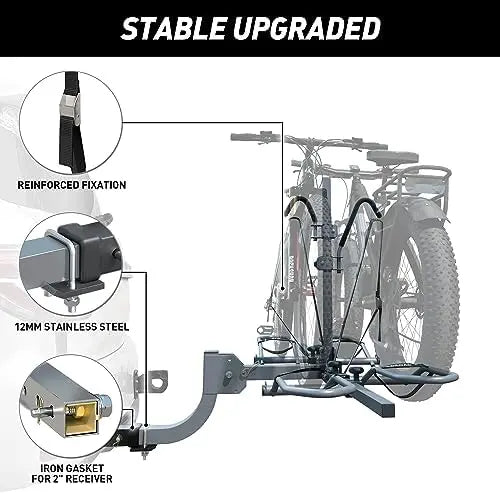 WILDROAD 2-Bike Hitch Rack, Wobble-Free Smart Tilting, Foldable, 180 lbs Capacity, Fits 2â€?Receiver, E-Bike & Fat Tire Compatible