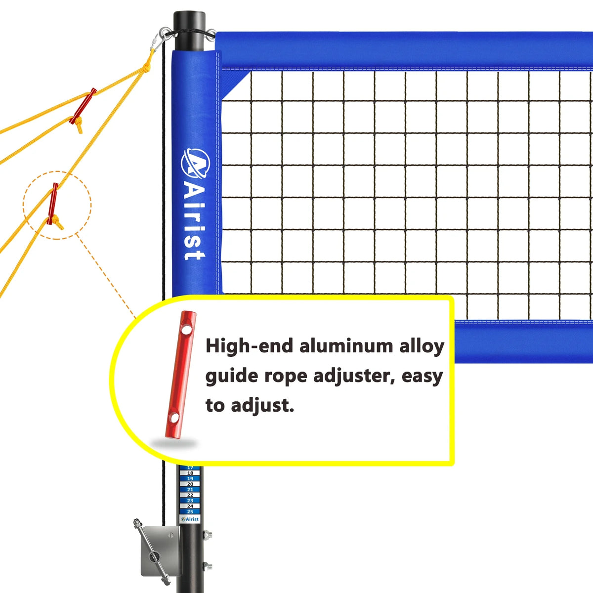 Airist Heavy Duty Volleyball Net Outdoor with Steel Anti - Sag System, Adjustable Aluminum Poles, Professional Volleyball Nets Set for Backyard and Beach, Volleyball and Carrying Bag (Blue)