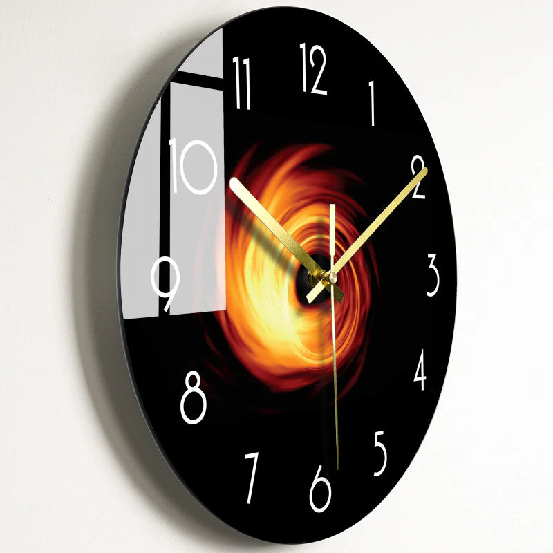 Modern Silent Quartz Wall Clock – Glass Style Living Room Decor (Battery Powered)