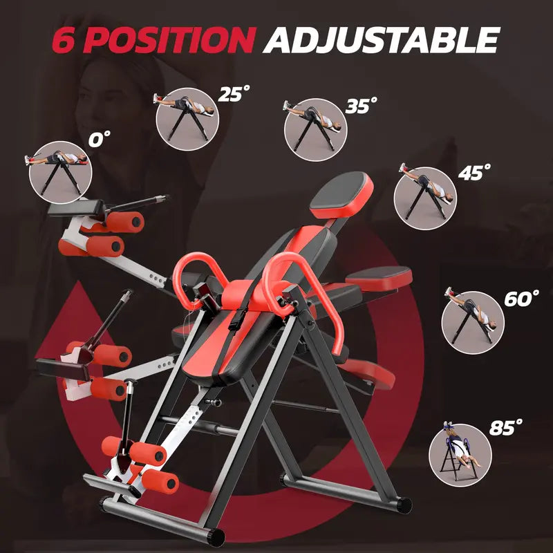 YOLEO Inversion Table with Adjustable Safety Features, Heavy-Duty Steel Frame, Ergonomic Design, and Foldable for Easy Storage