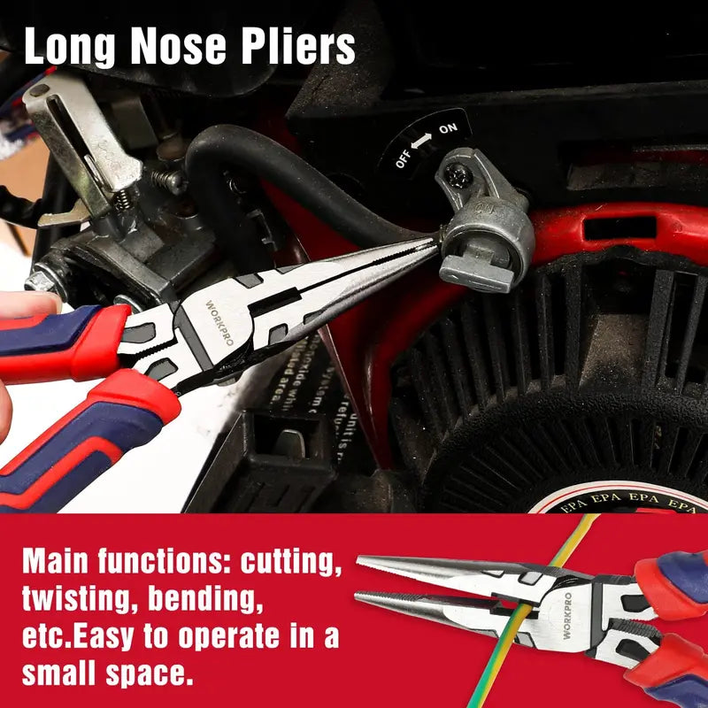 WORKPRO Premium CR-V Pliers Set â€?4-Piece Durable Construction Tool Collection