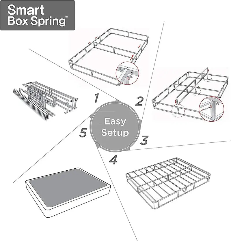 Zinus Steel Mattress Foundation, 5-Inch Low Profile, Durable with 700 lbs Capacity, Includes Cover, Tools & Instructions, 5-Year Warranty